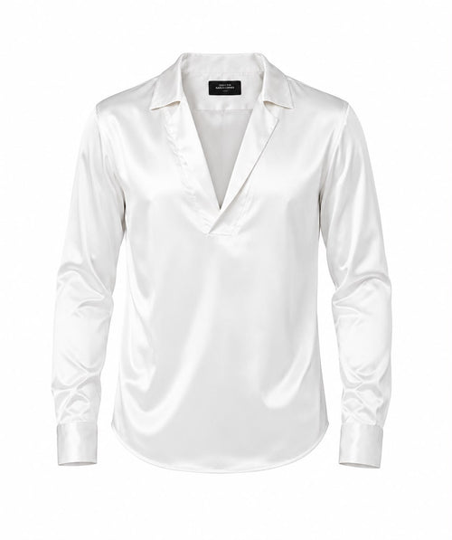 Cămașă Satin Premium Albă – Elegantă & Modernă